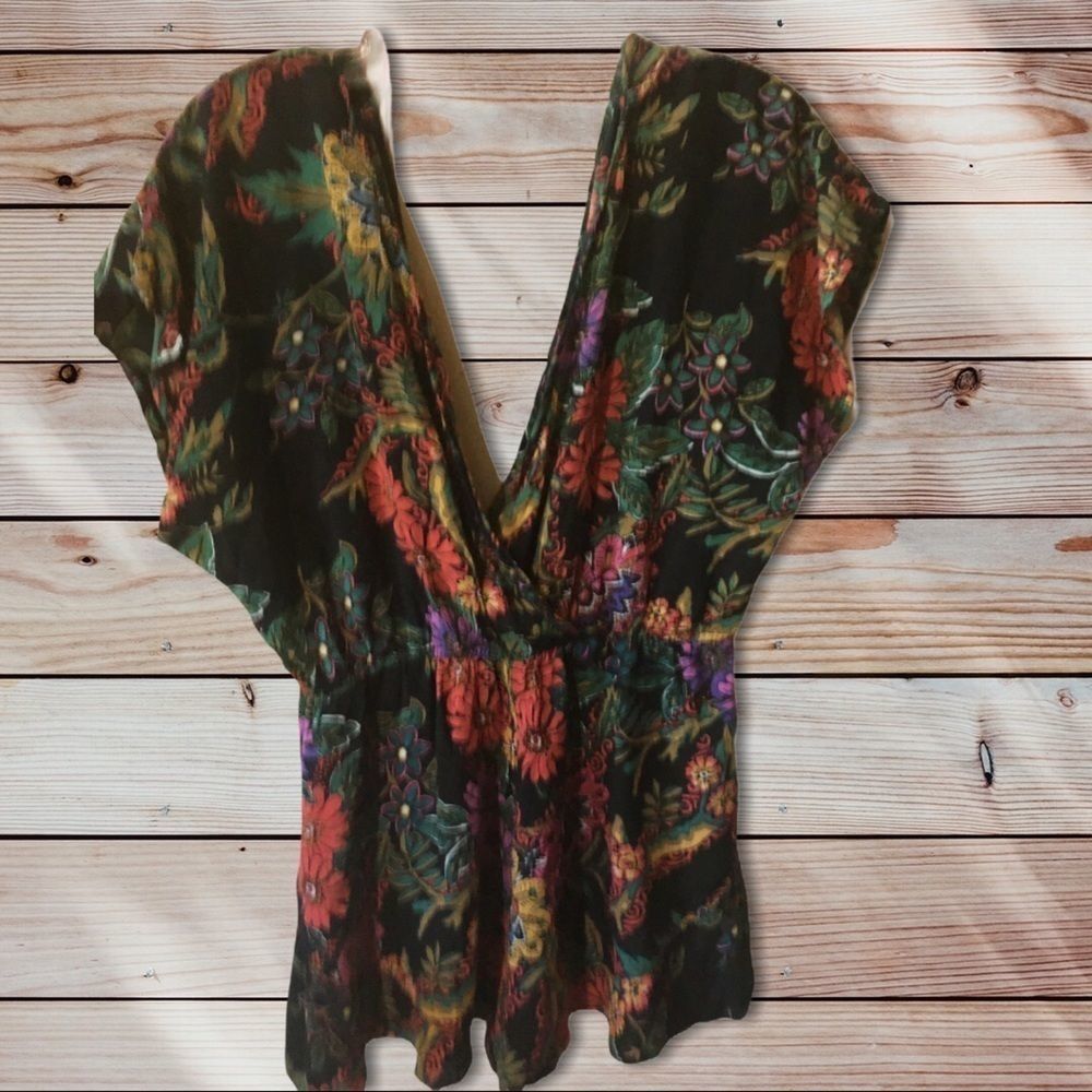 Band of Gypsies Black Floral Romper.